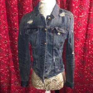 Distressed jean jacket